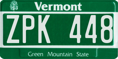 VT license plate ZPK448