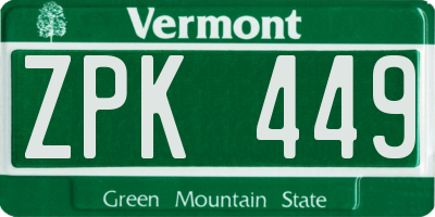 VT license plate ZPK449