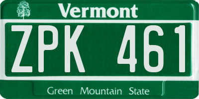 VT license plate ZPK461