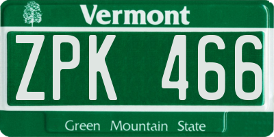 VT license plate ZPK466