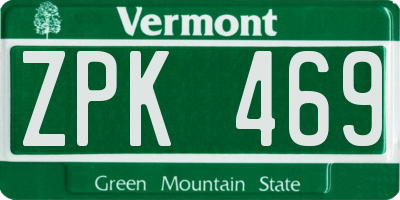 VT license plate ZPK469