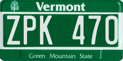 VT license plate ZPK470