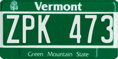 VT license plate ZPK473