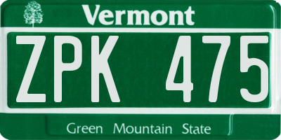 VT license plate ZPK475