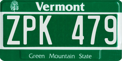VT license plate ZPK479