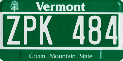 VT license plate ZPK484