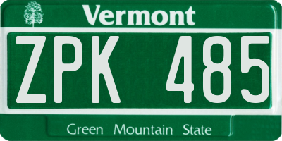 VT license plate ZPK485