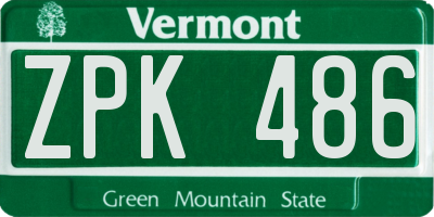 VT license plate ZPK486