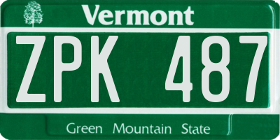 VT license plate ZPK487