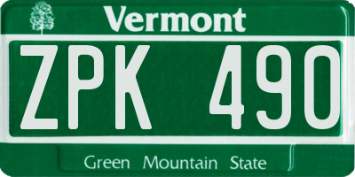 VT license plate ZPK490