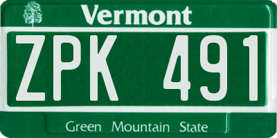 VT license plate ZPK491