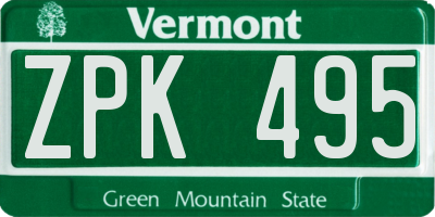 VT license plate ZPK495