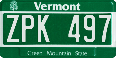 VT license plate ZPK497