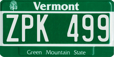 VT license plate ZPK499