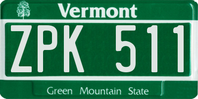 VT license plate ZPK511
