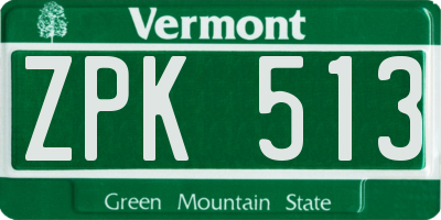 VT license plate ZPK513