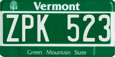 VT license plate ZPK523