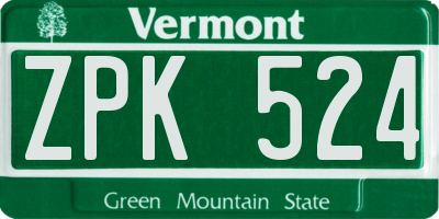 VT license plate ZPK524