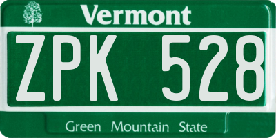VT license plate ZPK528