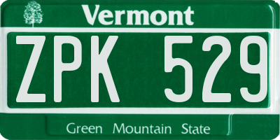 VT license plate ZPK529