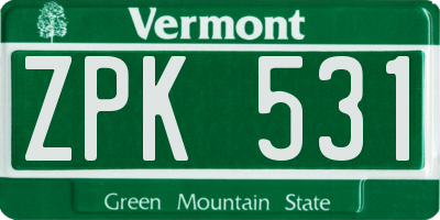 VT license plate ZPK531