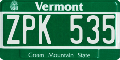 VT license plate ZPK535