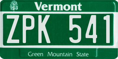 VT license plate ZPK541