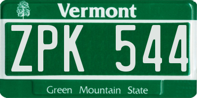 VT license plate ZPK544