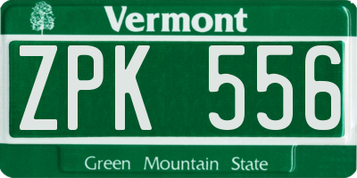 VT license plate ZPK556