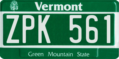 VT license plate ZPK561