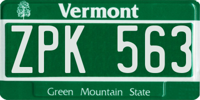 VT license plate ZPK563