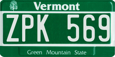 VT license plate ZPK569