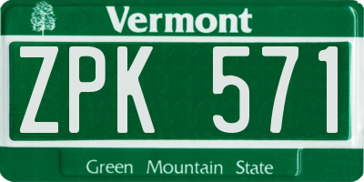 VT license plate ZPK571