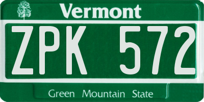 VT license plate ZPK572
