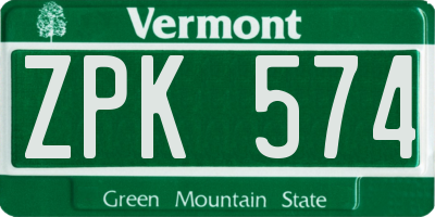 VT license plate ZPK574