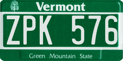 VT license plate ZPK576