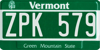 VT license plate ZPK579