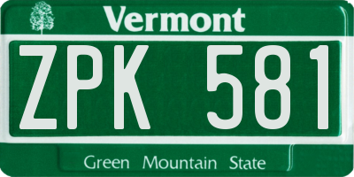 VT license plate ZPK581
