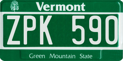 VT license plate ZPK590