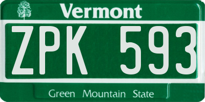 VT license plate ZPK593