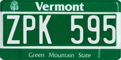 VT license plate ZPK595