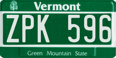 VT license plate ZPK596