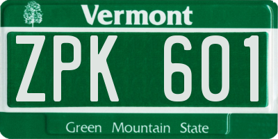 VT license plate ZPK601
