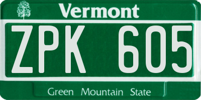 VT license plate ZPK605