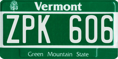 VT license plate ZPK606