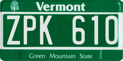 VT license plate ZPK610