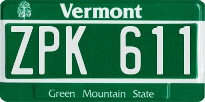 VT license plate ZPK611