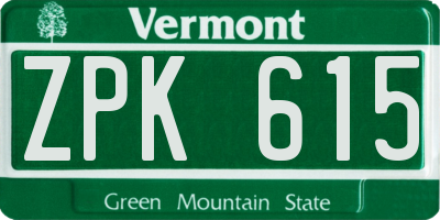 VT license plate ZPK615