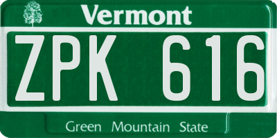 VT license plate ZPK616