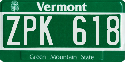VT license plate ZPK618